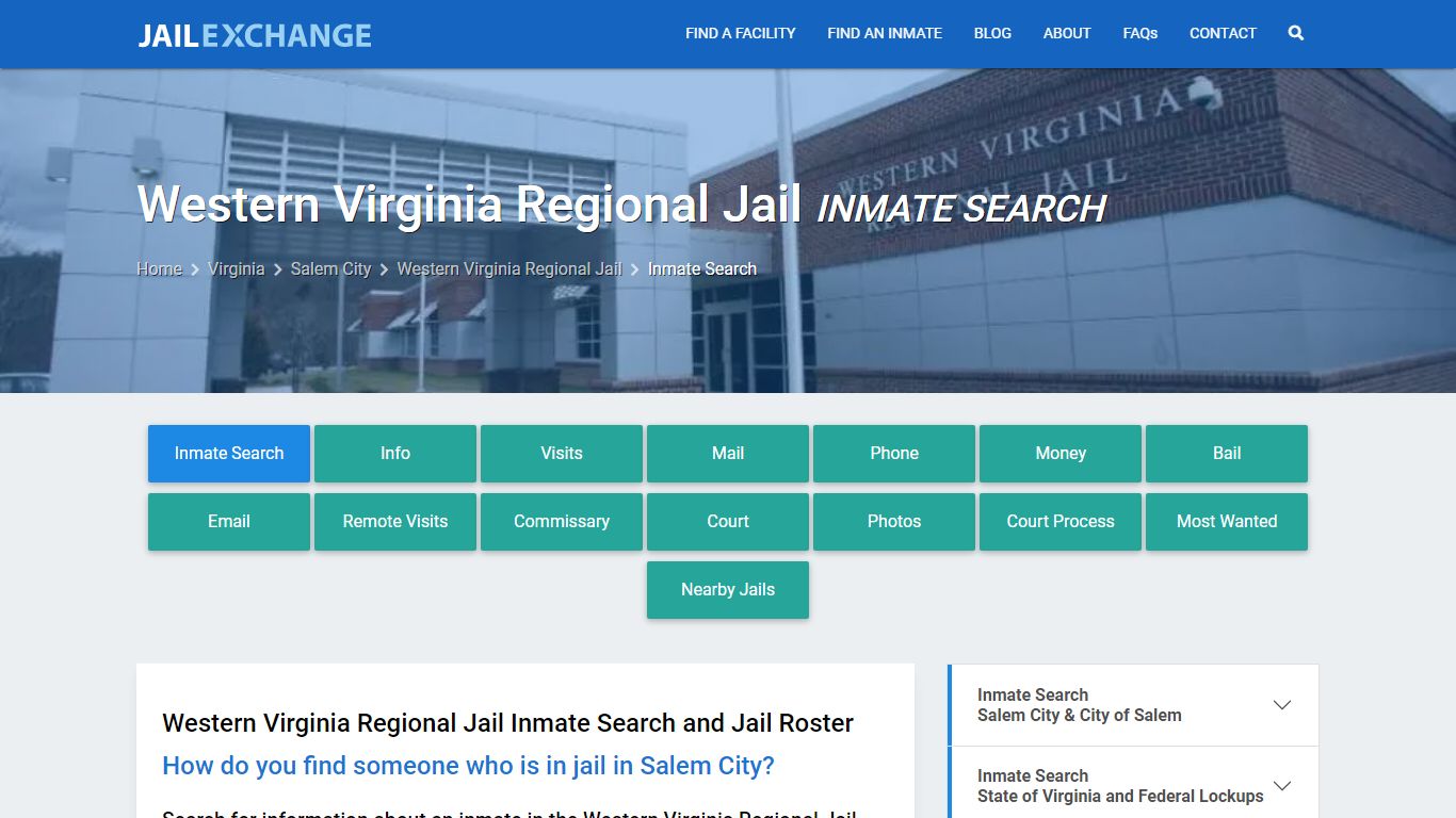 Western Virginia Regional Jail Inmate Search - Jail Exchange